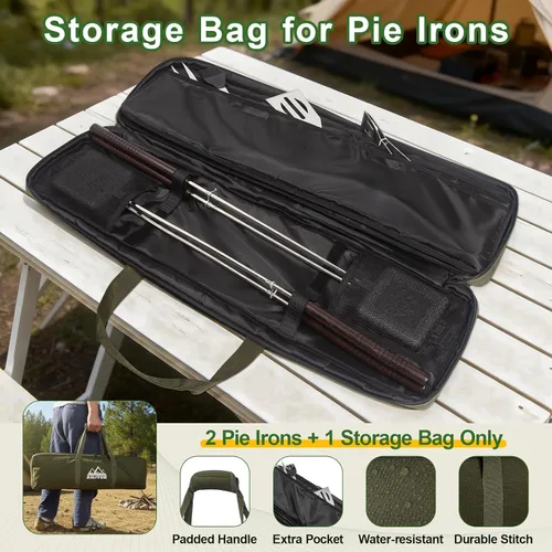 Miniatura 5 de AILITOR Mountain Pie Maker - Juego de 2 planchas de hierro fundido para acampar con bolsa de almacenamiento, sandwichera de hierro fundido