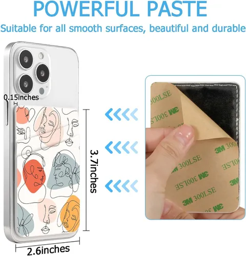 Miniatura 3 de Cartera de cuero para teléfono adhesiva, soporte para tarjetas para estuche de teléfono, billetera con adhesivo para tarjetas de crédito, adecuada