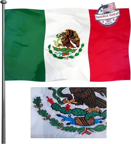 Miniatura 8 de Bandera de México de 3 x 5 para exteriores, doble cara, resistente, 3 capas, banderas nacionales mexicanas, banderas súper duraderas, 4 filas