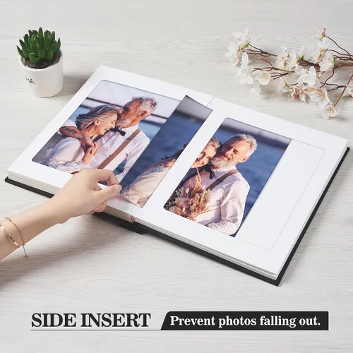 Miniatura 3 de Álbum de fotos Pssoss 8x10 con espacio para escribir, cubierta de lino, álbum de fotos 8x10, libro de fotos que contiene 30 fotos, ideal para tema