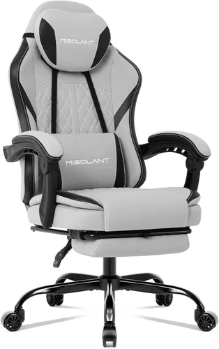 Miniatura 8 de Misolant Silla Gaming, Silla Gamer de Tela con reposapiés para Adultos, Silla Ergonómica de Computadora para Juegos de Respaldo Alto