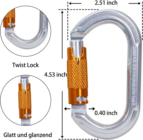 Miniatura 3 de SOB Clips de mosquetón de escalada con bloqueo automático, conector de mosquetón asimétrico de alta resistencia utilizado para rappel