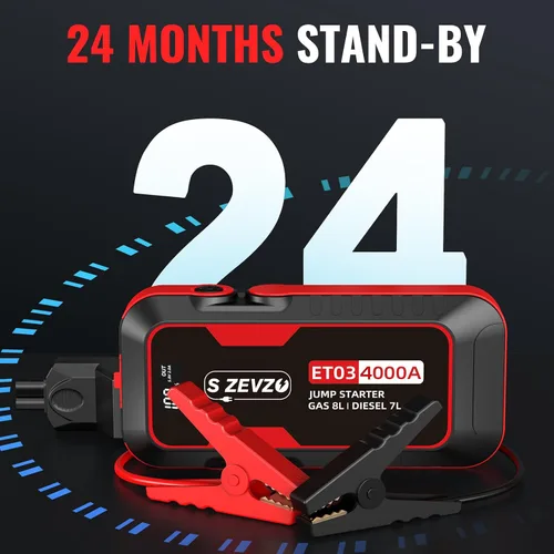 Miniatura 11 de S ZEVZO ET03 Arrancador de Coche 4000 A, Paquete de Batería de Arranque de 4000 A para Motores de Gasolina de hasta 8.0 L y Diésel de 7.0 L, Caja