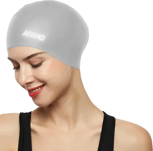 Miniatura 15 de Aegend - Gorros de natación para cabello largo, gorras de natación de silicona duraderas para mujeres, hombres, adultos, jóvenes, fáciles de poner