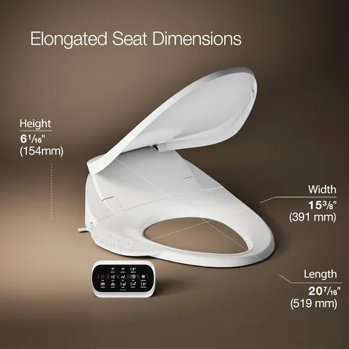 Miniatura 3 de Kohler PureWash E750 Asiento de Inodoro Bidé Alargado con Calefacción, Blanco con Control Remoto de Pantalla Táctil, Tapa de Cierre Silencioso