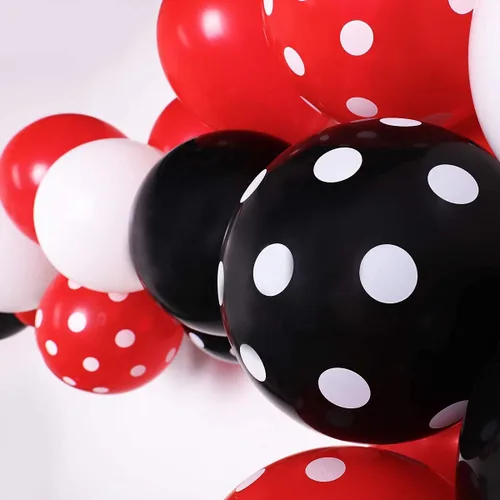 Miniatura 5 de 60 globos de lunares rojos y negros de mariquita, globos de punto ondulado, suministros de decoración de cumpleaños, boda, fiesta, juguetes