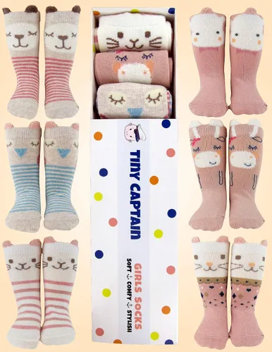 Miniatura 4 de Tiny Captain Calcetines antideslizantes para bebés y niñas pequeñas con diseño de animales para recién nacidos, bebés y niños pequeños
