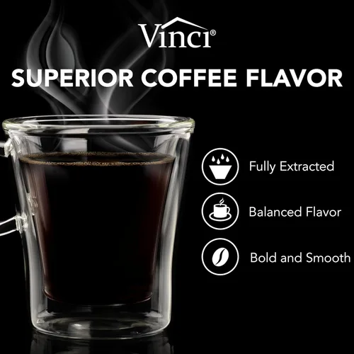 Miniatura 2 de VINCI RDT Elite - Cafetera giratoria con cabezal rociador Cafetera programable de 12 tazas con función Bloom y tecnología de dispersión rotativa