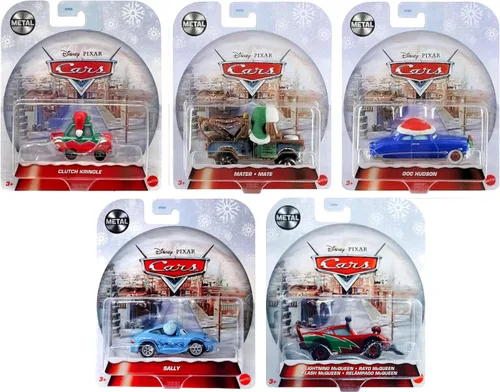 Miniatura 6 de Disney Pixar Cars Serie de Vacaciones de Invierno – Paquete de 5 Vehículos de Fundición a Presión, Edición Especial de Navidad, escala 1:55