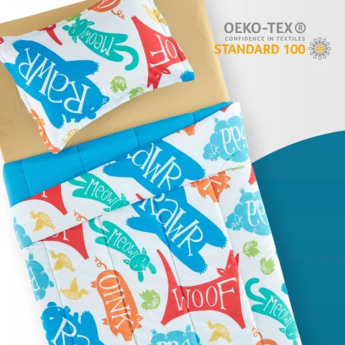 Miniatura 6 de SLEEP ZONE Juego de edredón para niños tamaño matrimonial/queen, juego de edredón de 3 piezas estampado súper suave y lindo para todas las Animal