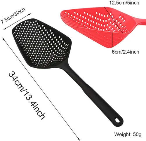 Miniatura 2 de Colador de nailon para cocina, cuchara espumadera con mango largo, coladores de pala de drenaje, palas con fugas de agua, coladores de pala