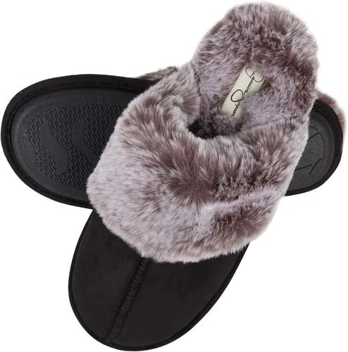 Miniatura 4 de Jessica Simpson - Pantuflas cómodas de piel sintética para mujer con suela antideslizante y espuma viscoelástica