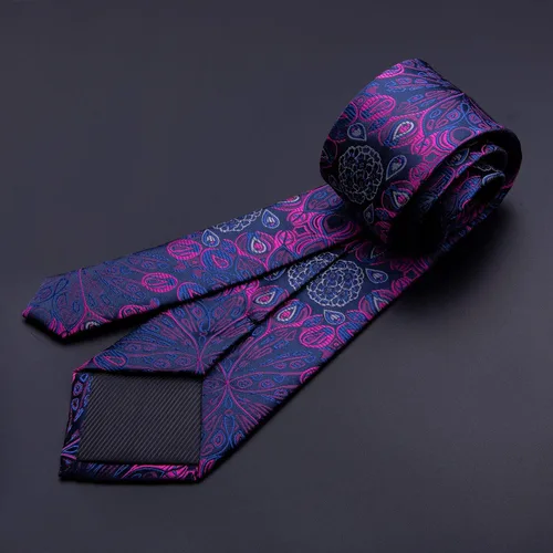 Miniatura 4 de YOHOWA Conjunto de corbata de boda para hombre, corbatas de cachemira con pañuelo, gemelos de seda formal para negocios