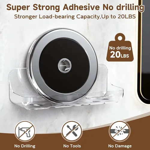 Miniatura 3 de Paquete de 2 estantes de ducha de acrílico, estante de baño transparente adhesivo, organizador de ducha de plástico con cinta autoadhesiva, sin