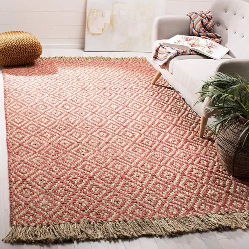 Miniatura 22 de SAFAVIEH Natural Fiber Collection - Alfombra decorativa, 2.3 x 4 pies, azul tropical y natural, yute bohemio con borlas de diamante, hecho a mano