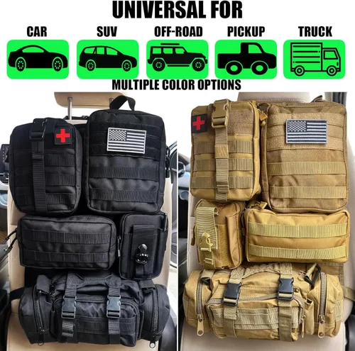 Miniatura 3 de Paquete de 7 organizadores tácticos para respaldo de asiento, organizador de camión con 6 bolsas desmontables, universal para automóvil, camión