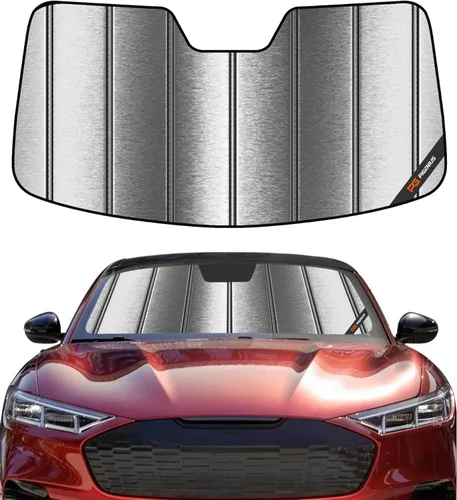 Protección solar para parabrisas Pigenius para Ford Mustang 2015-2023 sin cámara montada en el espejo retrovisor - Metálico Plateado metálica