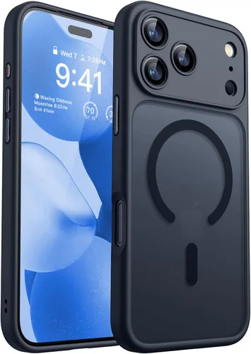 CANSHN Funda magnética compatible con iPhone 17 Pro, mejorada [protección completa de la cámara] [compatible con Magsafe] [mate translúcido] funda