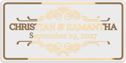 Etiquetas de boda personalizadas elegantes – Etiquetas rectangulares personalizadas para regalos, favores y sobres – Lámina dorada, laminada en oro