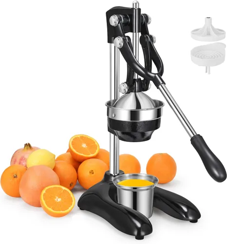 Miniatura 12 de TONGCHANT Exprimidor de hierro fundido, prensa de cítricos resistente de 19 pulgadas de alto con doble patrón Exprimidor manual para naranja limón