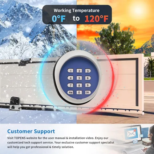 Miniatura 6 de TOPENS TKP3 - Teclado inalámbrico sin llave, panel de código digital, control de seguridad para abridor automático de puertas correderas de garaje