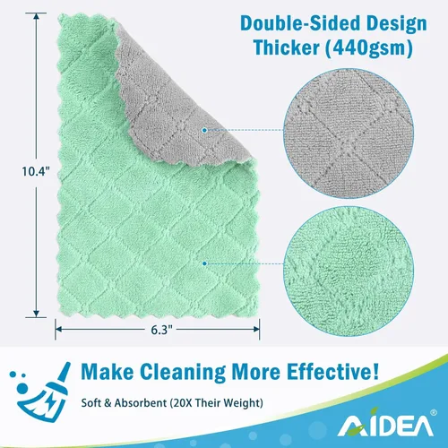 Miniatura 6 de AIDEA Toallas de cocina, paquete de 12 paños absorbentes de forro polar coral, sin olor, reutilizables, paños de limpieza de microfibra, paños