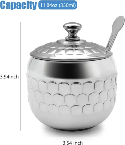 Miniatura 3 de Tazón de Acero Inoxidable para Azúcar, Frasco para Condimentos de Café, Recipiente para Especias, Olla para Condimentos con Tapa y Cuchara