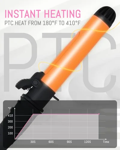 Miniatura 6 de AmoVee Rizador giratorio, rizador automático de cerámica de 1.25 pulgadas, temperatura ajustable de 180 °F a 410 °F, doble voltaje, un regalo de San