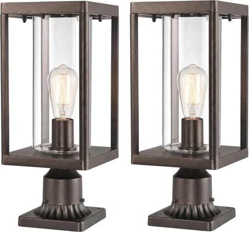 Miniatura 14 de Beionxii Farol de poste para exteriores, luminaria de poste moderna grande de 20 pulgadas, luces de pilar exteriores con base de montaje para pilar