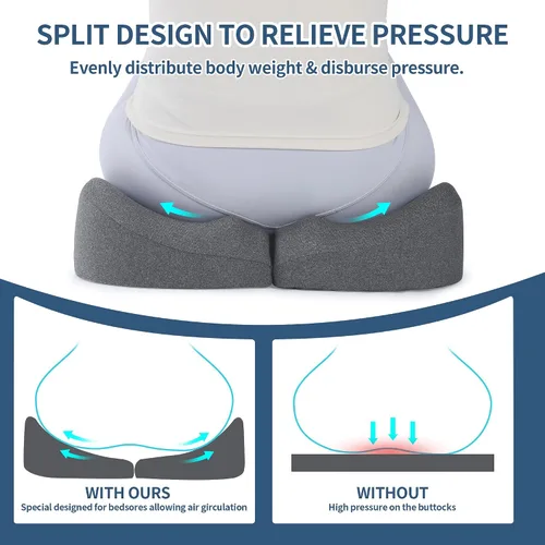 Miniatura 4 de BALAPET Cojines de espuma viscoelástica para el trasero, almohada ergonómica para aliviar la presión de las úlceras por decúbito para dormir y Gris