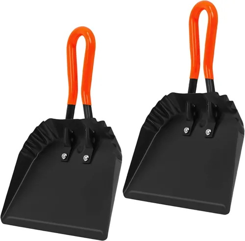Miniatura 8 de (2 unidades) - Sartenes de metal resistentes, recogedor de basura para exteriores de 12 pulgadas con mango de mano de goma, pala grande ancha