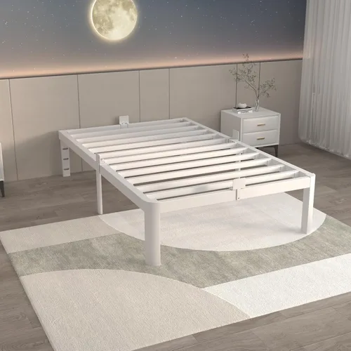 Miniatura 10 de ITIMIDI Marco de Cama Blanco Tamaño Completo de 12 Pulgadas, Marco de Cama de Plataforma de Metal Tamaño Completo Sin Necesidad de Somier, Cabecera