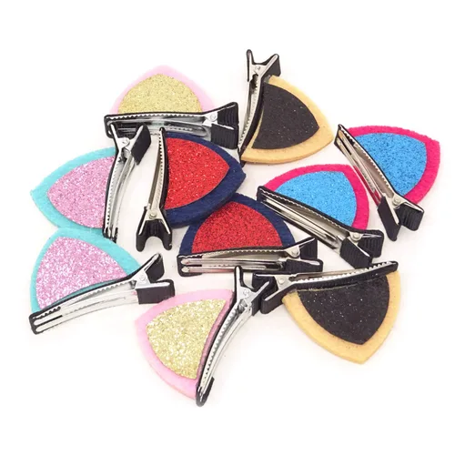 Miniatura 6 de Honbay Pinzas para el pelo con orejas de gato con lentejuelas brillantes, 10 unidades (5 pares) lindas pinzas para el pelo de cocodrilo de animales