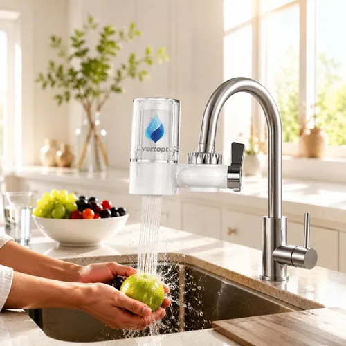 Miniatura 11 de Vortopt Filtro de grifo, certificado NSF, sistema de purificación de agua de alta eficiencia de 400 galones, eliminación rápida del 99% de cloro