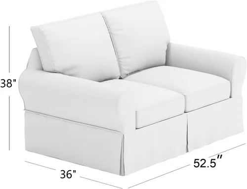Miniatura 3 de La funda de sofá de algodón es de 2 asientos de repuesto compatible con Pottery Barn PB Basic Loveseat Sofa (beige)