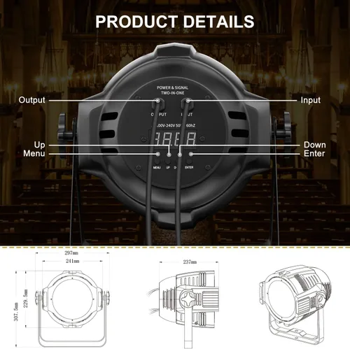 Miniatura 5 de BETOPPER Luces estroboscópicas de lavado de DJ para fiestas, 54 LED, súper brillante, DMX512, blanco/blanquecino, 5000 lúmenes, iluminación par