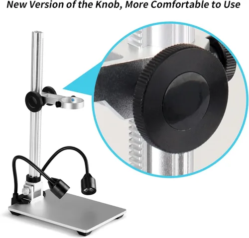 Miniatura 3 de Koolertron Soporte de microscopio digital LCD, brazo de extensión de aluminio de 12 pulgadas con 2 luces de llenado, soporte de enfoque manual