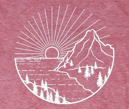 Miniatura 5 de Camiseta de senderismo para mujer, camiseta de montaña con estampado gráfico de naturaleza y amanecer, camiseta de verano de manga corta