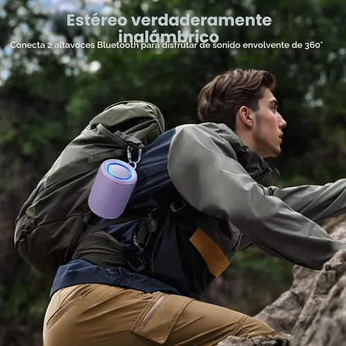 Miniatura 4 de Altavoz Bluetooth inalámbrico, IP67 impermeable y a prueba de polvo altavoz portátil con luces, sonido estéreo fuerte de 15 W, batería de 2500 mAh