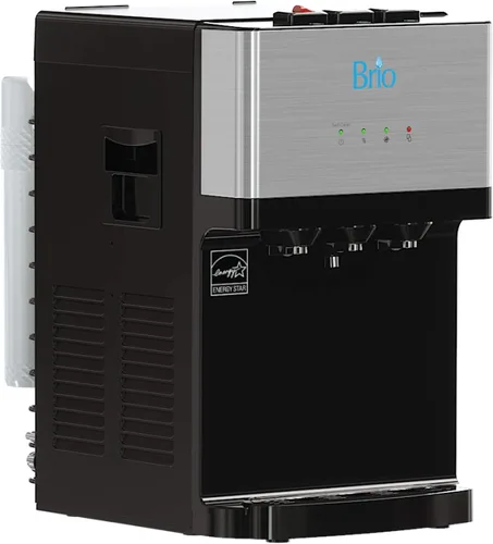 Brio Dispensador de agua con refrigerador sin botella, de limpieza automática, sobre encimera, con filtración - Agua caliente, fría y a temperatura