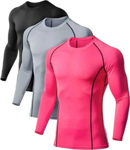 ATHLIO - Paquete de 1 o 3camisetas de compresión de manga larga con FPU 50+ para hombre, camiseta de protección para deportes acuáticos y