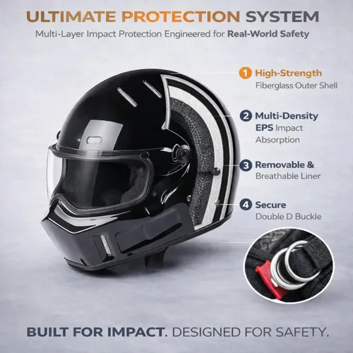 Miniatura 5 de CRG - Casco de motocross de cara completa para motocicleta de calle, de fibra de vidrio, certificado por DOT, casco de tamaño extra grande Negro