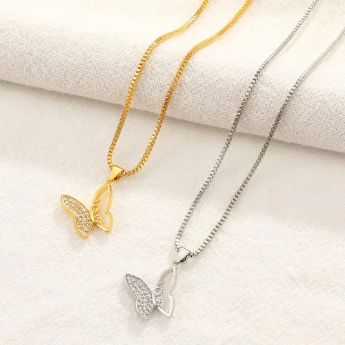 Miniatura 5 de IPMIDZHI Collares de mariposa chapados en forma de gargantilla con dije de diamante, regalo para el día de San Valentín, mujeres, adolescentes