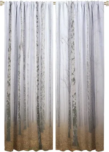 Miniatura 43 de Cortinas de abedul para sala de estar, niebla matutina en otoño, decoración del hogar, 42 x 45 pulgadas de largo