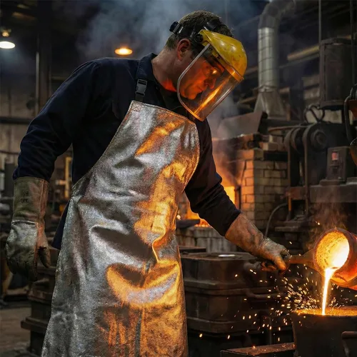 Miniatura 2 de Delantal aluminio resistente al calor 1832 ° F - Equipo de seguridad ignífugo para fundición, horno, soldadura y soplado de vidrio, barbacoa