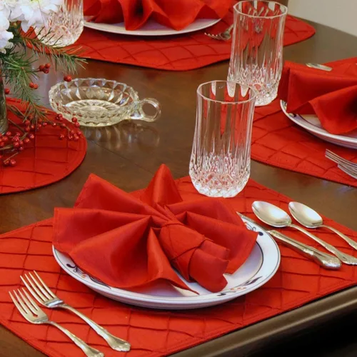 Miniatura 2 de 4 unidades, color rojo Shantung Cloth Servilletas