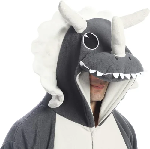 Miniatura 3 de dressfan Disfraz de dragón de Triceratops de animal, disfraz de dinosaurio, Navidad, Halloween, cosplay, pijama, unisex, para adultos y adolescentes