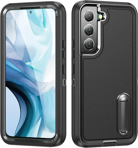 Miniatura 9 de Funda para Samsung Galaxy S22 Plus con función atril de 3 capas de grado militar, funda protectora de silicona resistente a prueba de golpes