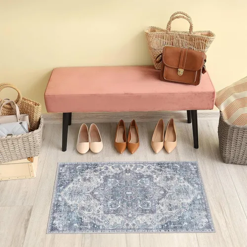 Miniatura 95 de GLN Rugs Bohemian Collection - Alfombra de felpilla lavable a máquina, bohemio vintage, antideslizante, alfombra de felpilla de pelo bajo, alfombra
