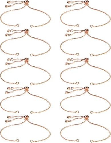 Miniatura 8 de Sureio 10 Piezas Pulseras Deslizantes Ajustables para Hacer Joyas Cadenas de Pulseras para Hacer Joyas DIY Accesorios Cadenas Extensoras con Dorado